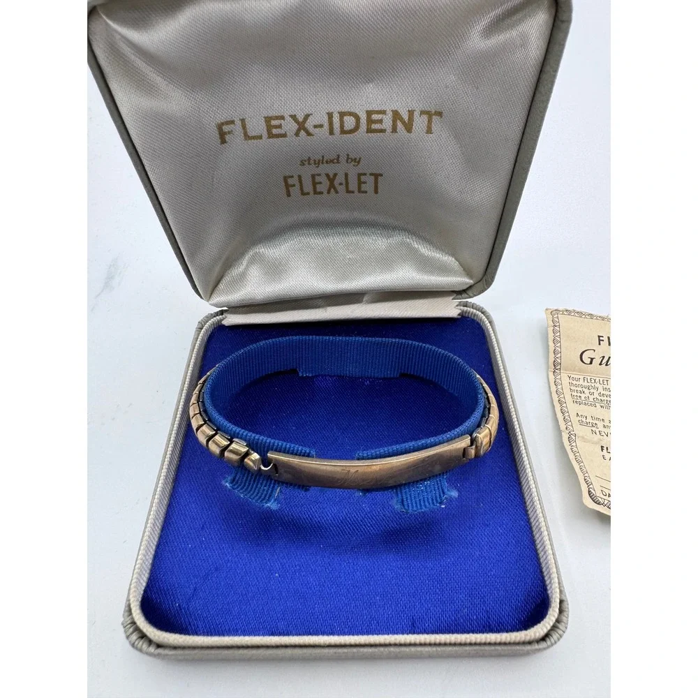 Vintage Flex-Let Flex-Ident 10KT Gold Filled ID Bracelet‎ Engraved Duane/Merle